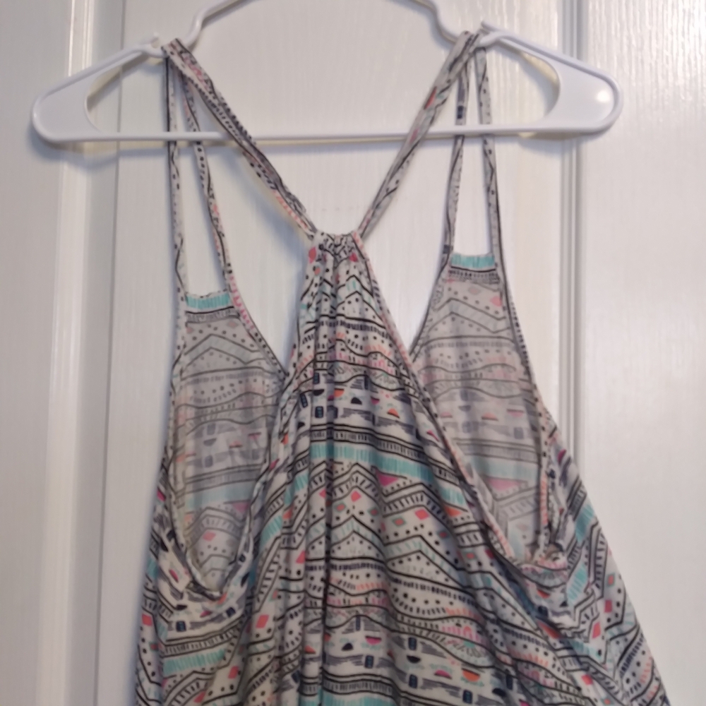 Liberty Love Pastel Tribal Stripe Sleeveless Top Oversized Hi Lo Beach - Picture 6 of 10